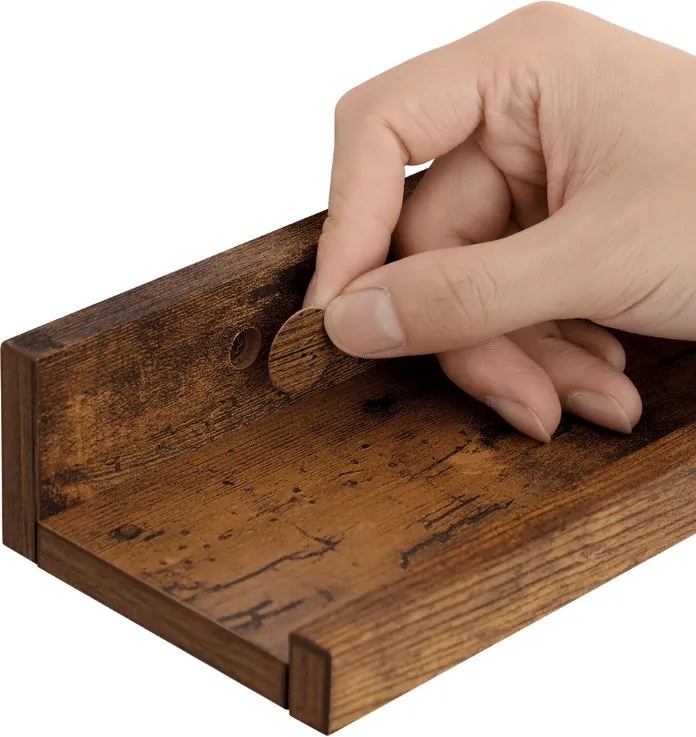 Sada 3 ks nástenných políc TAYLOR 38x10 cm, rustikálne hnedé