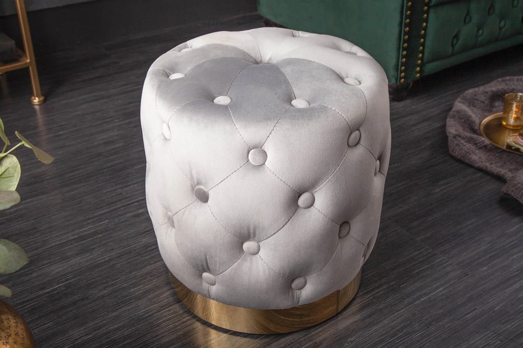 Taburetka moderná baroková 35cm šedá zlatá