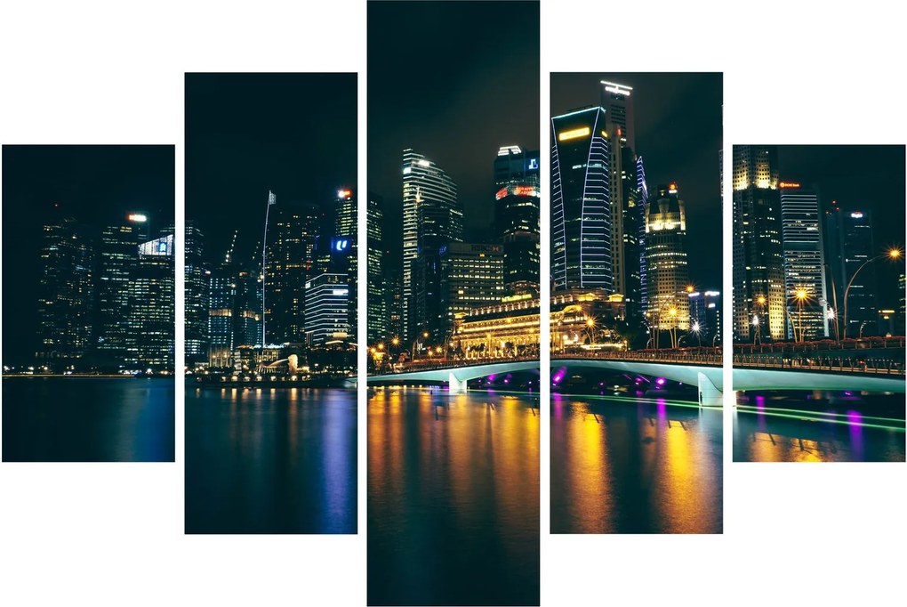 Obraz nočného Singapuru (150x105 cm)
