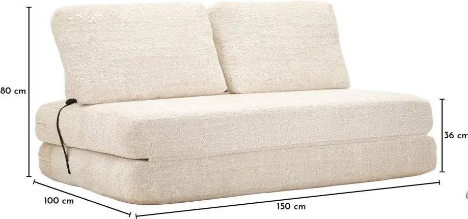 Biela rozkladacia pohovka z textílie buklé 150 cm Faster – Mauro Ferretti