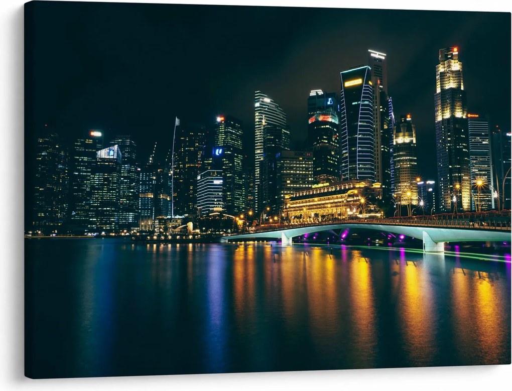 Obraz nočného Singapuru (70x50 cm)