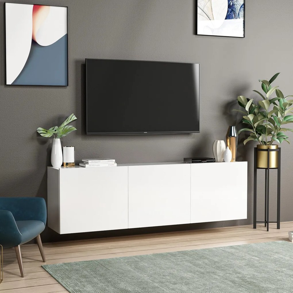 TV stolík White 150 cm biely