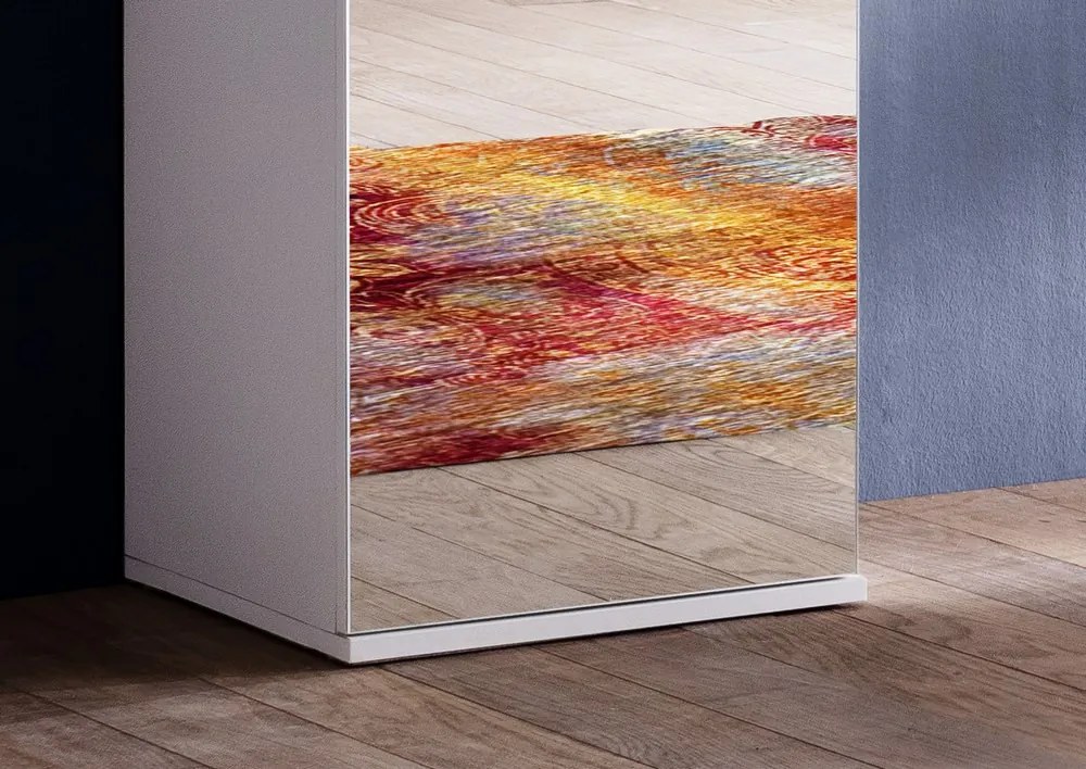 Zrkadlová viacúčelová skriňa s policami Mirror, 37 cm, biela