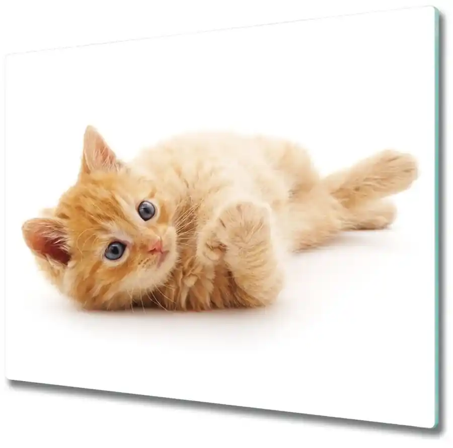 Sklenená doska na krájanie Červená mačka 60x52 cm | BIANO