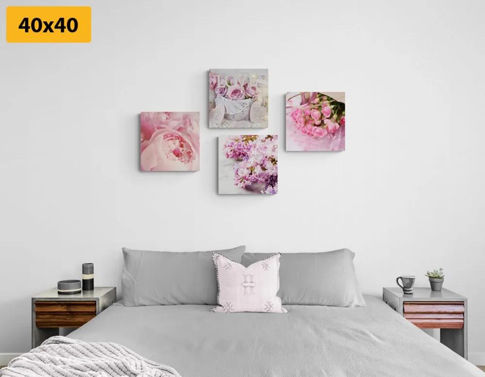 Set obrazov jemné zátišie kvetov Varianta: 4x 60x60