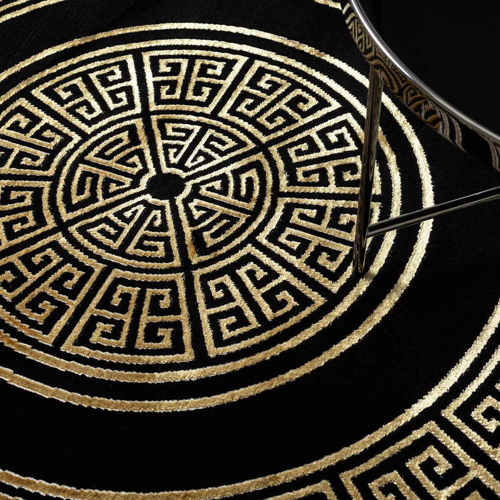 Dywany Łuszczów, Kusový koberec Allure 1968 black/gold kruh, 100x100 (priemer) kruh, čierna, kancelária