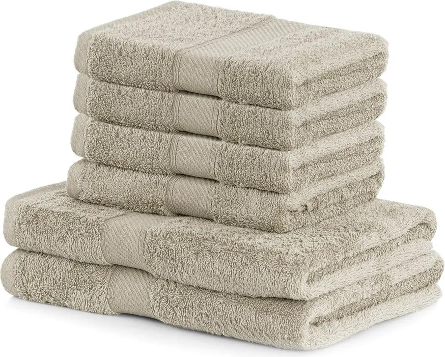 Set 2 béžových osušiek a 4 uterákov DecoKing Bamby