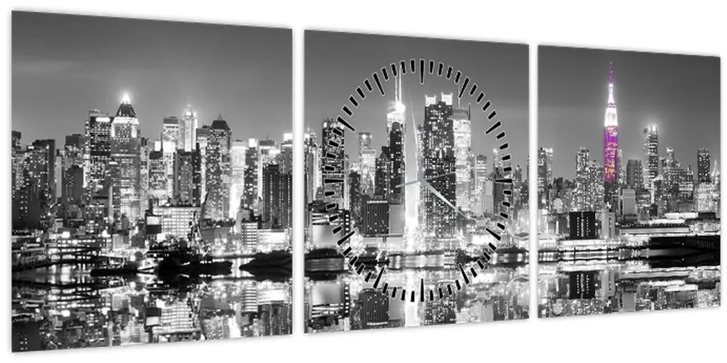 Obrázok - New York a fialový mrakodrap (s hodinami) (90x30 cm)