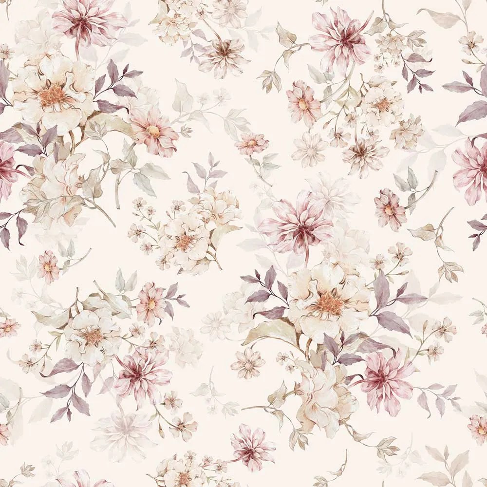 Tapeta fialové kvety 280x100 cm