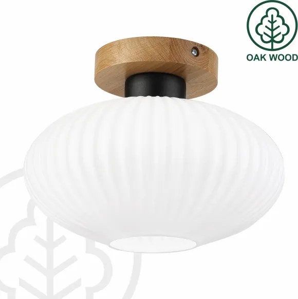 Stropné svietidlo HARMA WOOD, 1xE27/15W/230V, dub/biela, priemer 25 cm