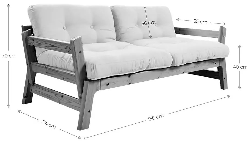 Variabilná pohovka Step Clear lacquered/Wheat beige 70 × 158 × 74 cm