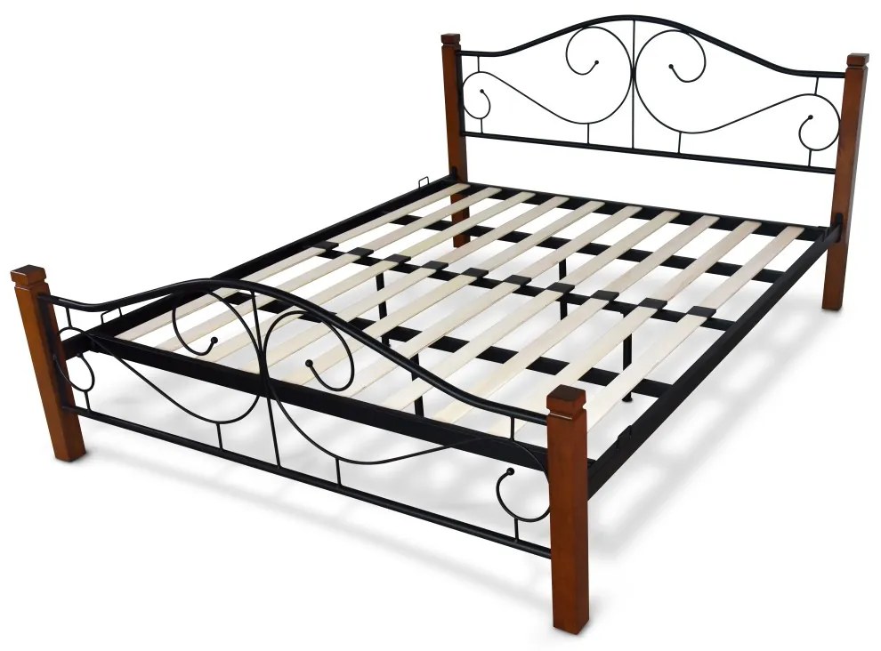 Kovová posteľ Violetta 160x200 manželská posteľ biela/čierna