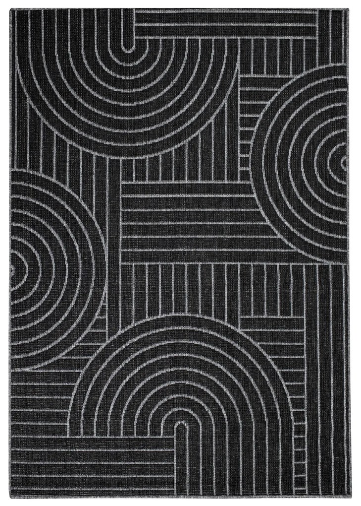 Dekorstudio Obojstranný koberec na terasu DuoRug 5842 - antracitový Rozmer koberca: 200x290cm