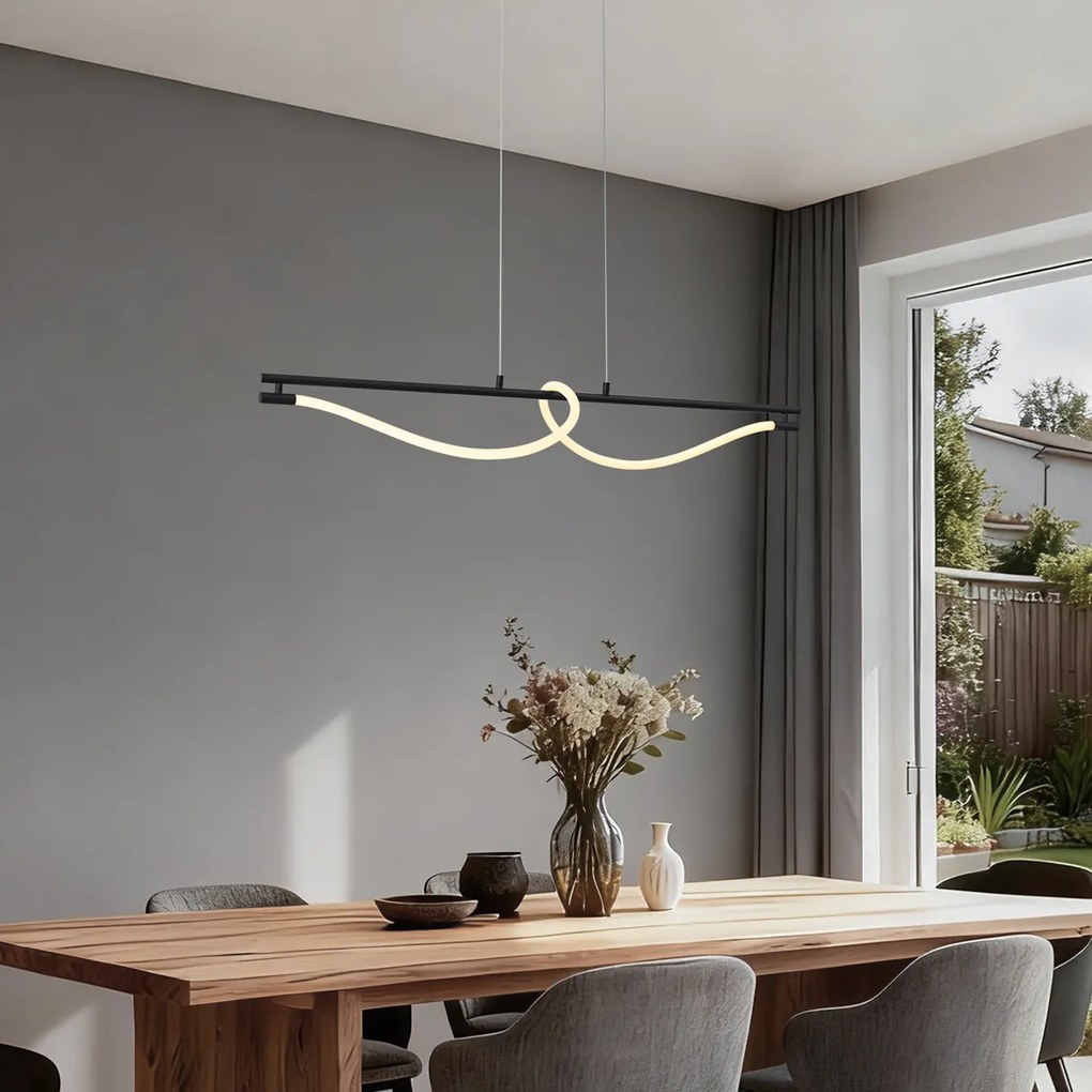 Moderná čierna závesná lampa vrátane LED 3-stupňovo stmievateľná - Twirl