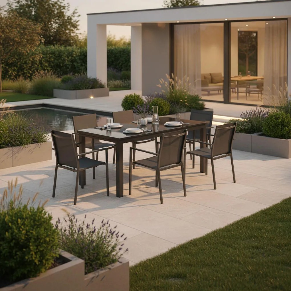 XXXLutz ZÁHRADNÝ STÔL, kov, sklo, 80-120/75,5/70 cm Gardenson - Online Only záhrada - 001442009505