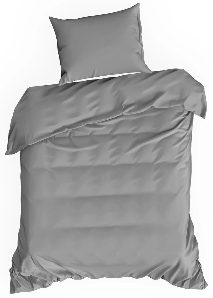 SATÉNOVÉ OBLIEČKY DINA 160X200 CM, 2 KS 70X80 CM SIVÉ
