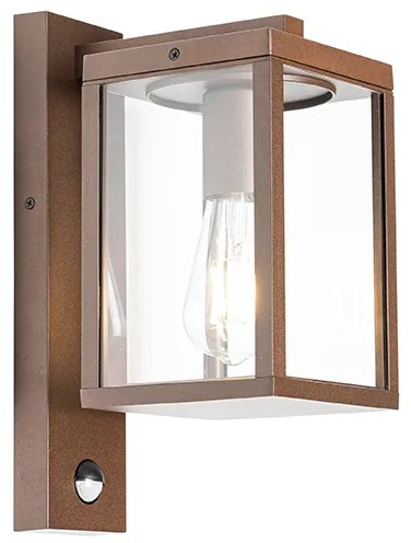 Vonkajšia nástenná lampa hrdzavohnedá s pohybovým senzorom IP44 - Charlois