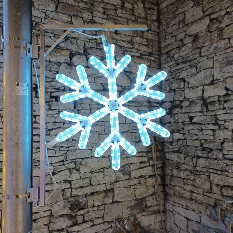 DECOLED LED světelná vločka VII, na sloupy VO 3D tisk, pr. 66 cm, FLASH, ledově bílá, IP67