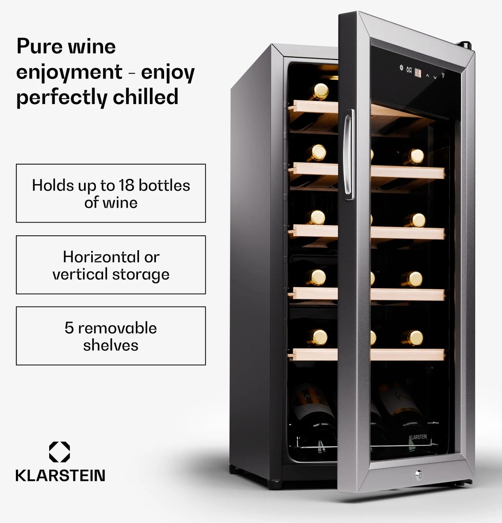 Klarstein Shiraz Premium Smart 18, Chladnička na víno na 18 fliaš