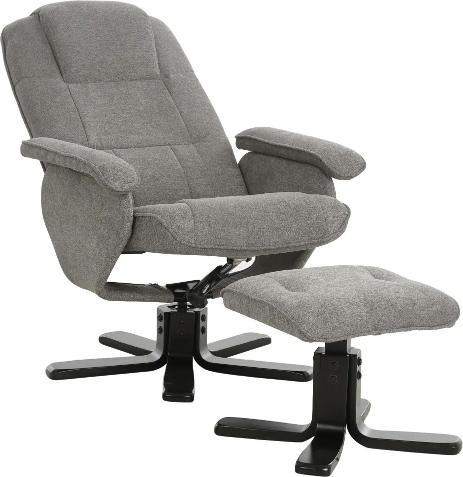 Polohovacie kreslo s taburetom Helga,  šedá látka