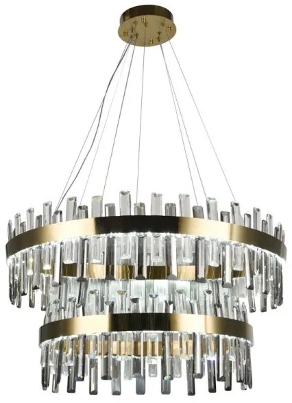 LED Stmievateľný krištáľový luster na lanku LED/190W/230V + diaľkové ovládanie