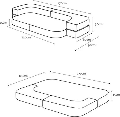 Rozkladacia detská pohovka  - sivá, prémiový menčester