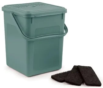 Odpadkový kôš s FILTROM, na bio odpad, Kompostér BIO, matne zelený, 9l