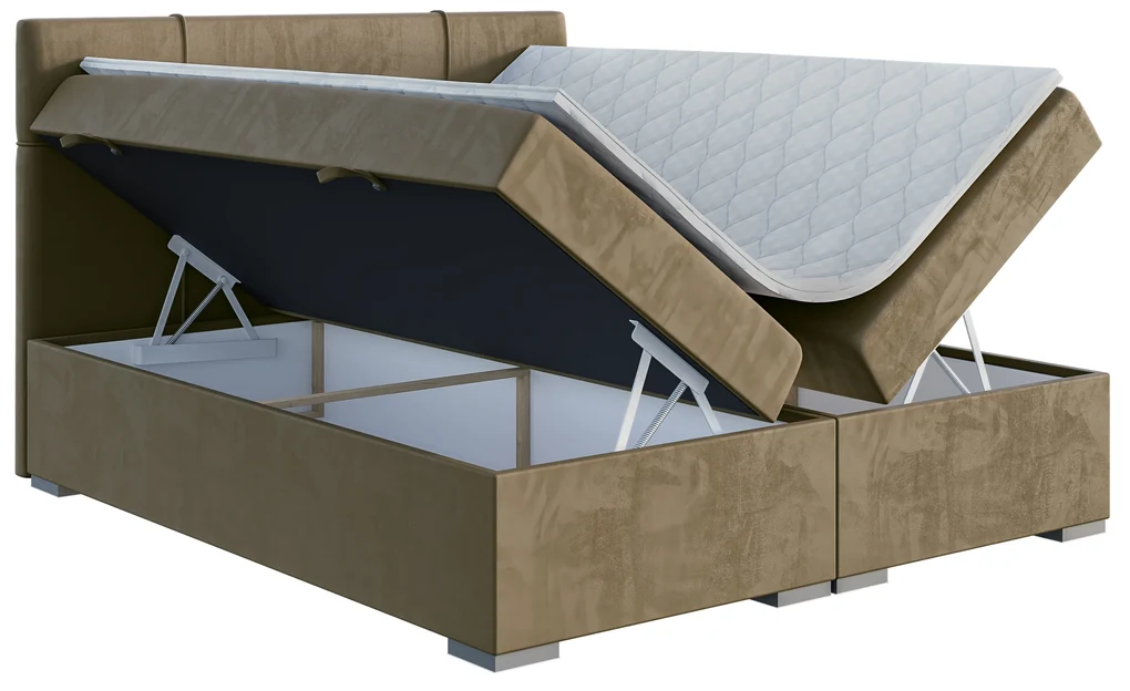 Manželská posteľ Boxspring 200 cm Gal (tmavobéžová) (s matracom a úl. priestorom). Vlastná spoľahlivá doprava až k Vám domov. 1054627