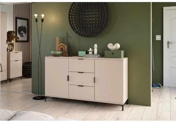 Komoda so zásuvkami a dvierkami LORA béžová