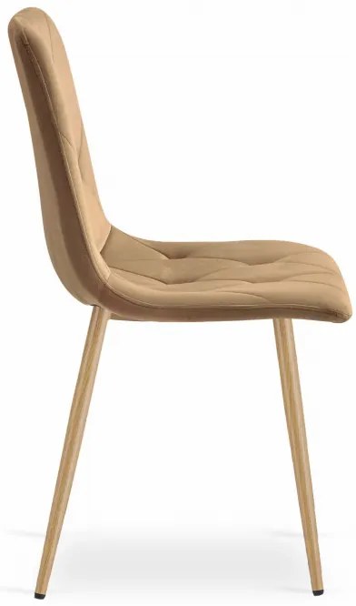 Jedálenská stolička LIBRA zamatová hnedá / drevené nohy