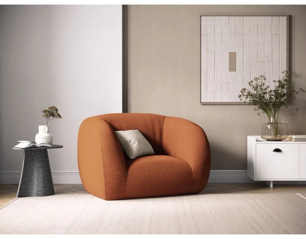 Oranžové kreslo z textílie buklé Essen – Cosmopolitan Design