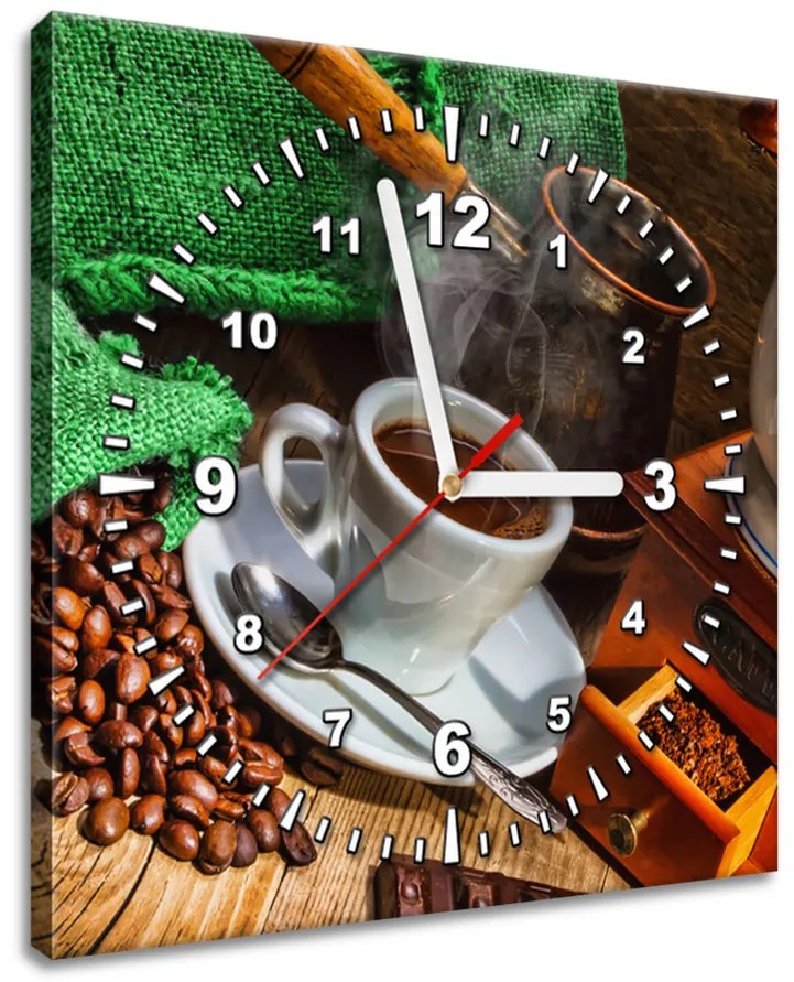 Gario Obraz s hodinami Prírodná káva Veľkosť: 40 x 40 cm