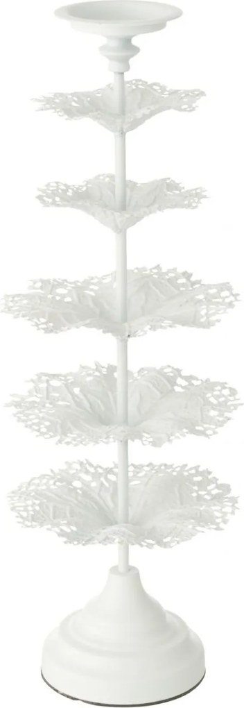 Biely kovový svietnik v tvare stromčeka – 22*22*62 cm