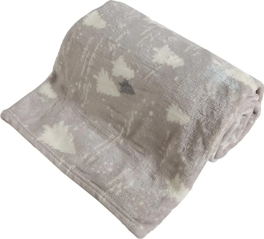 Home Elements Mikroflanelová deka, šedá, lesík