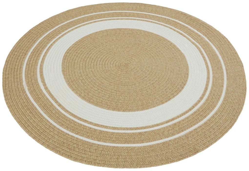 Kusový koberec Braided 105556 Creme Beige kruh – na von aj na doma, 150x150 (priemer) kruh, béžová, chodba / predsieň, Hanse Home