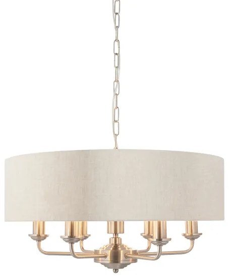 Endon 94357 - Luster na reťazi HIGHCLERE 6xE14/40W/230V béžový/matný chróm