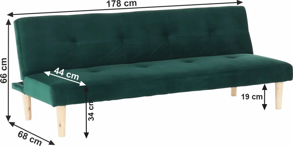 Rozkladacia pohovka Alida - smaragdová / dub
