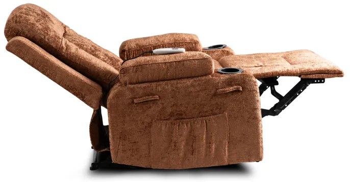 JAKS Masážne kreslo hnedé mikroplyš Box