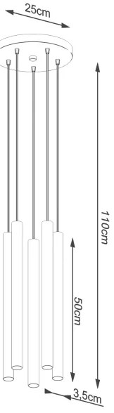 Sollux SL.1275 - Luster na lanku PASTELO 5xG9/8W/230V betón