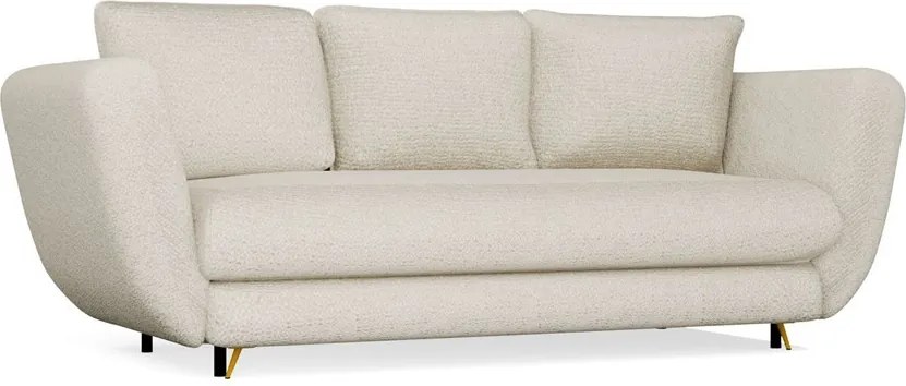 Třímístná rozkládací pohovka Saris 248 cm béžová/zlatá