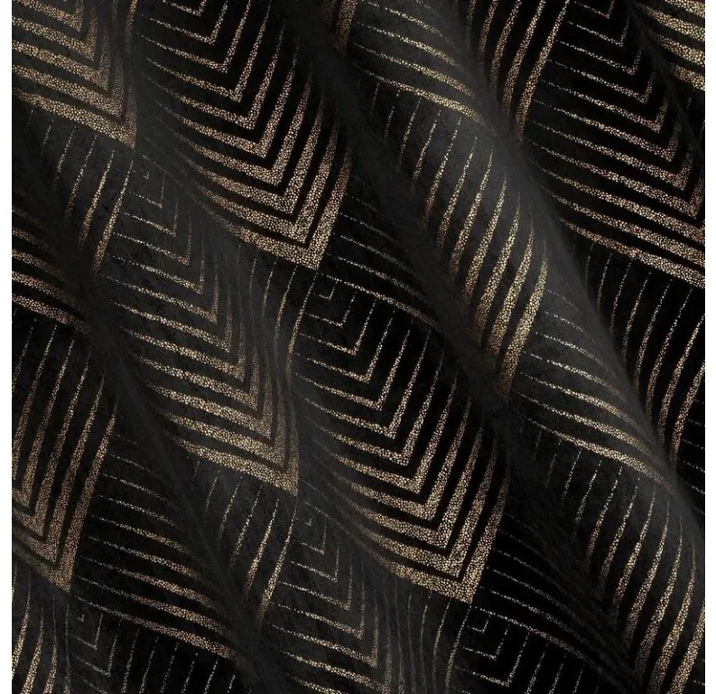 DECOREUM Mäkký záves z lesklého zamatu zdobený zlatou potlačou s geometrickým vzorom 140 cm x 250 cm čierna 100 % polyester Rozmer varianty: 140 cm x 250 cm, Farba varianty: čierna 98899