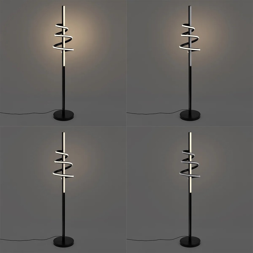 Dizajnová stojaca lampa čierna vrátane stmievateľnej LED a 3-cestného vypínača - Rolla