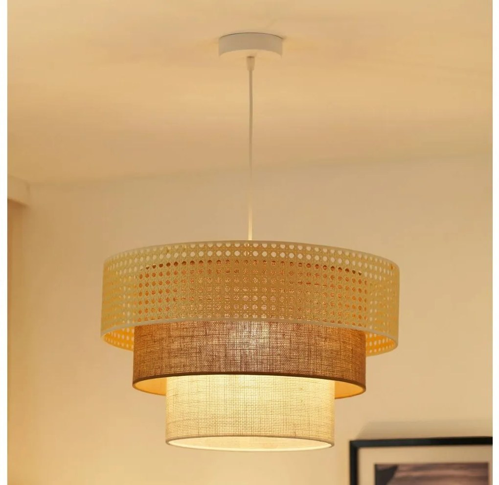 Brilagi - Luster na lanku CEDAR LUNETA 1xE27/15W/230V pr. 45 ratan/hnedá/krémová