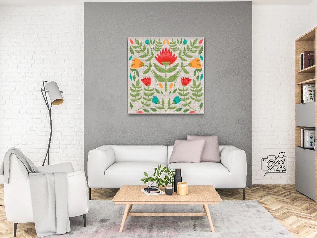 Gario Diamantové maľovanie Tulipánové pozadia Rozmery: 80 x 80 cm, Rámovanie: S vnútorným rámom, Diamanty: Štvorcové