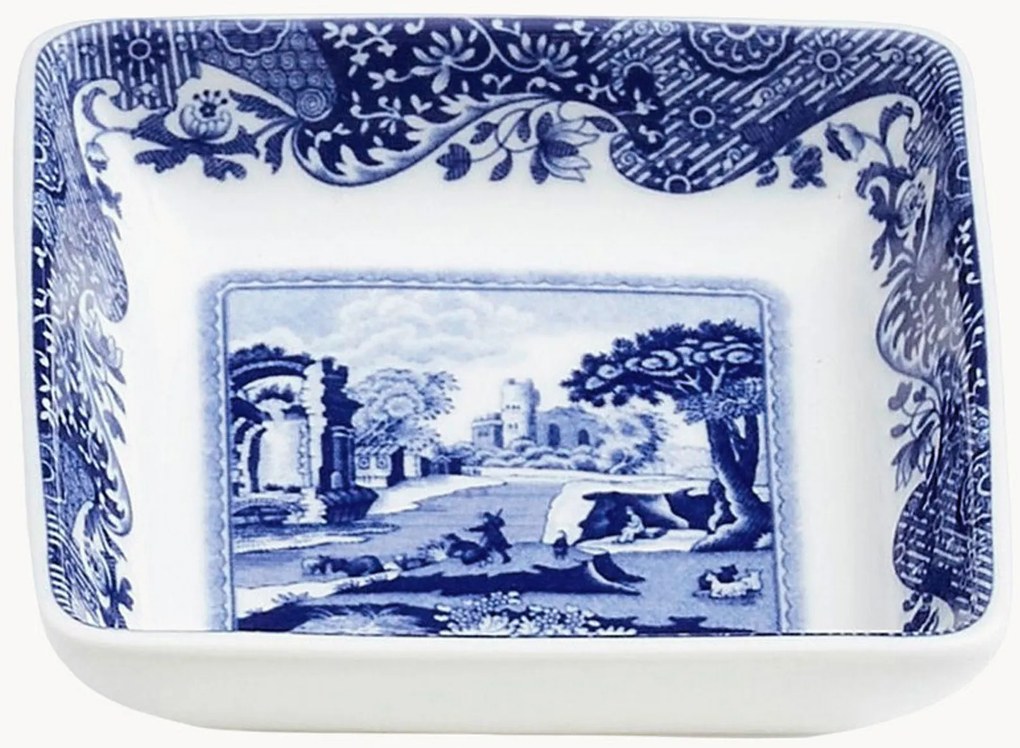 Porcelánové štvorcové taniere Blue Italian, 4 ks