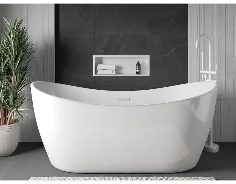 Mexen X-Wall-R, polička na zapustenie na obklad s golierom 60 x 20 cm, biela, 1920602010