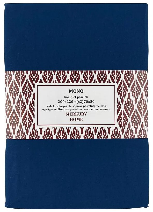 Obliečky Mono bavlna indigo 220x200 + (2) 70x80 Merkury Home