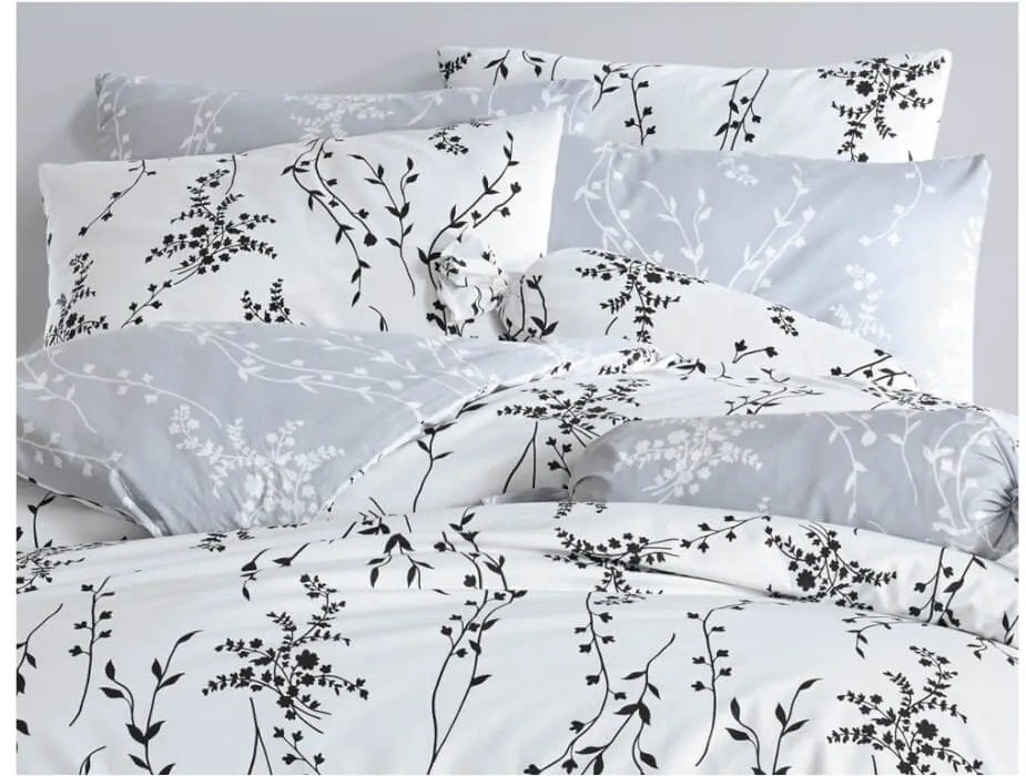 Bavlnená obliečka Blumen Sivá