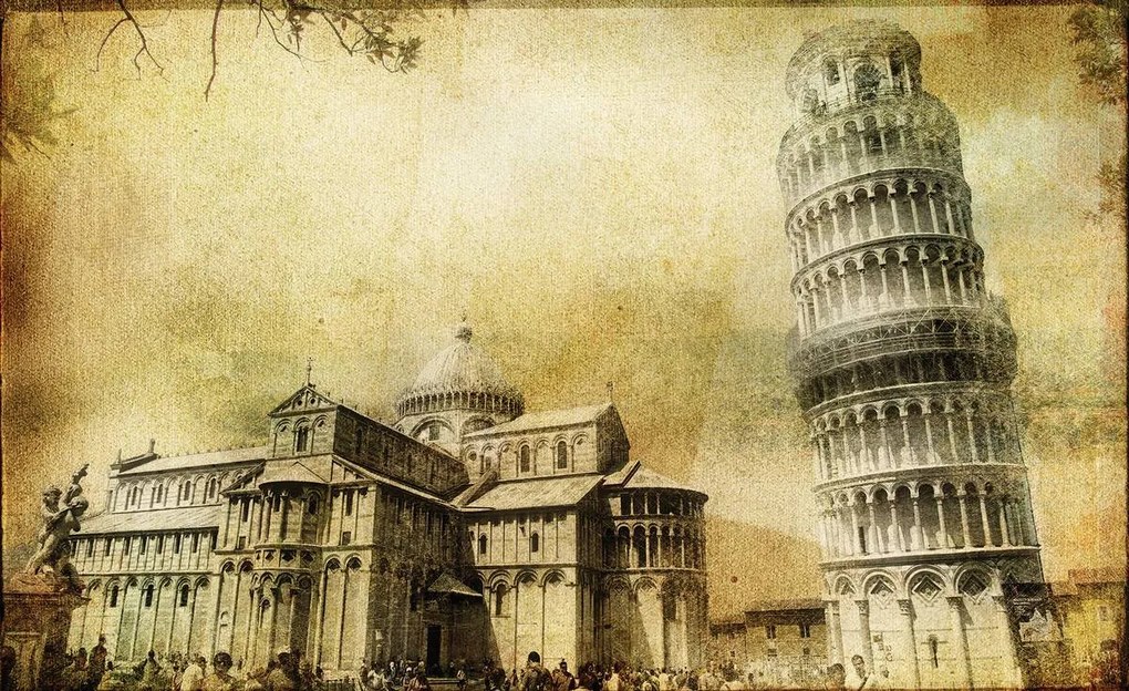 Fototapeta - Vintage Art Pisa (254x184 cm)