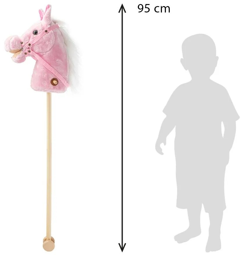 Baby Mix Hobby kôň so zvukom a kolieskami Rosieružový, 95 x 23 x 23 cm